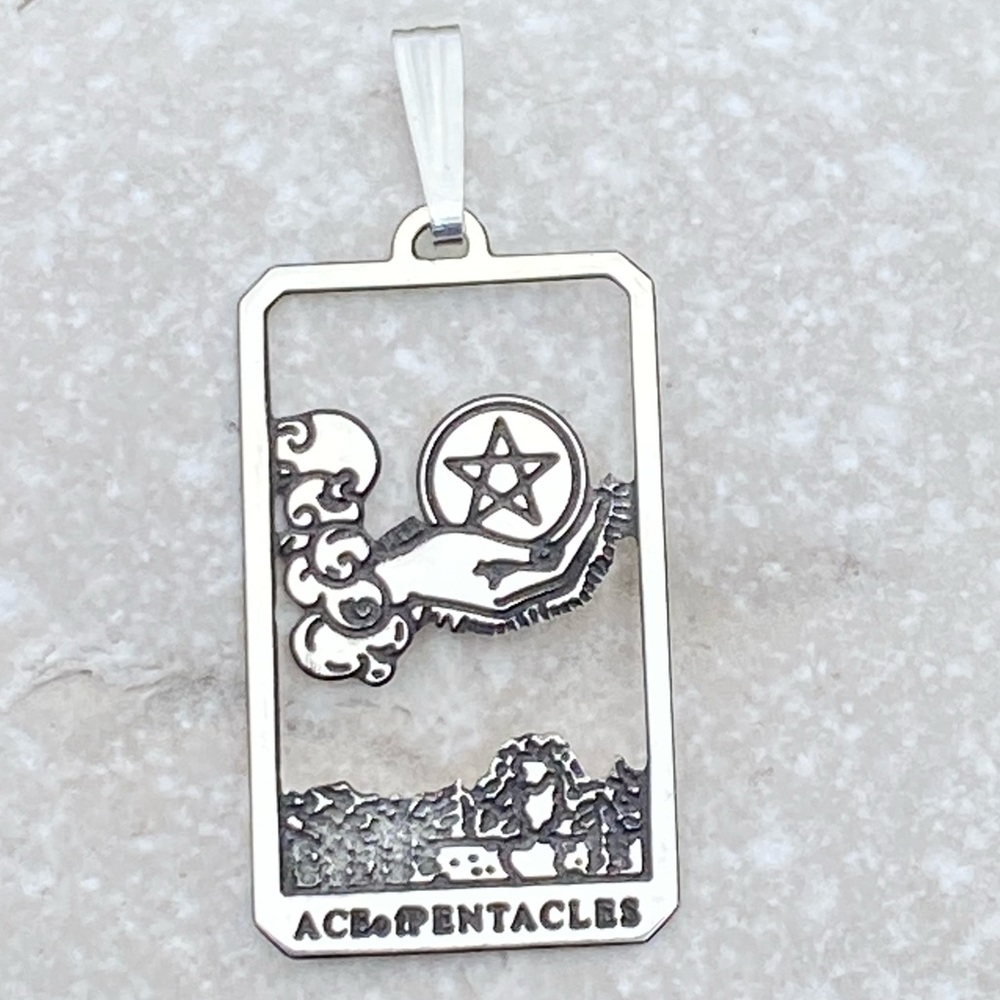 Ace of Pentacles Pendant .925 Sterling Silver made in USA